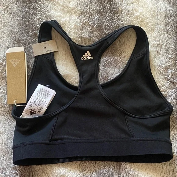 4/$30 adidas Black Sports Bra with White Bold Logo - Picture 3 of 3